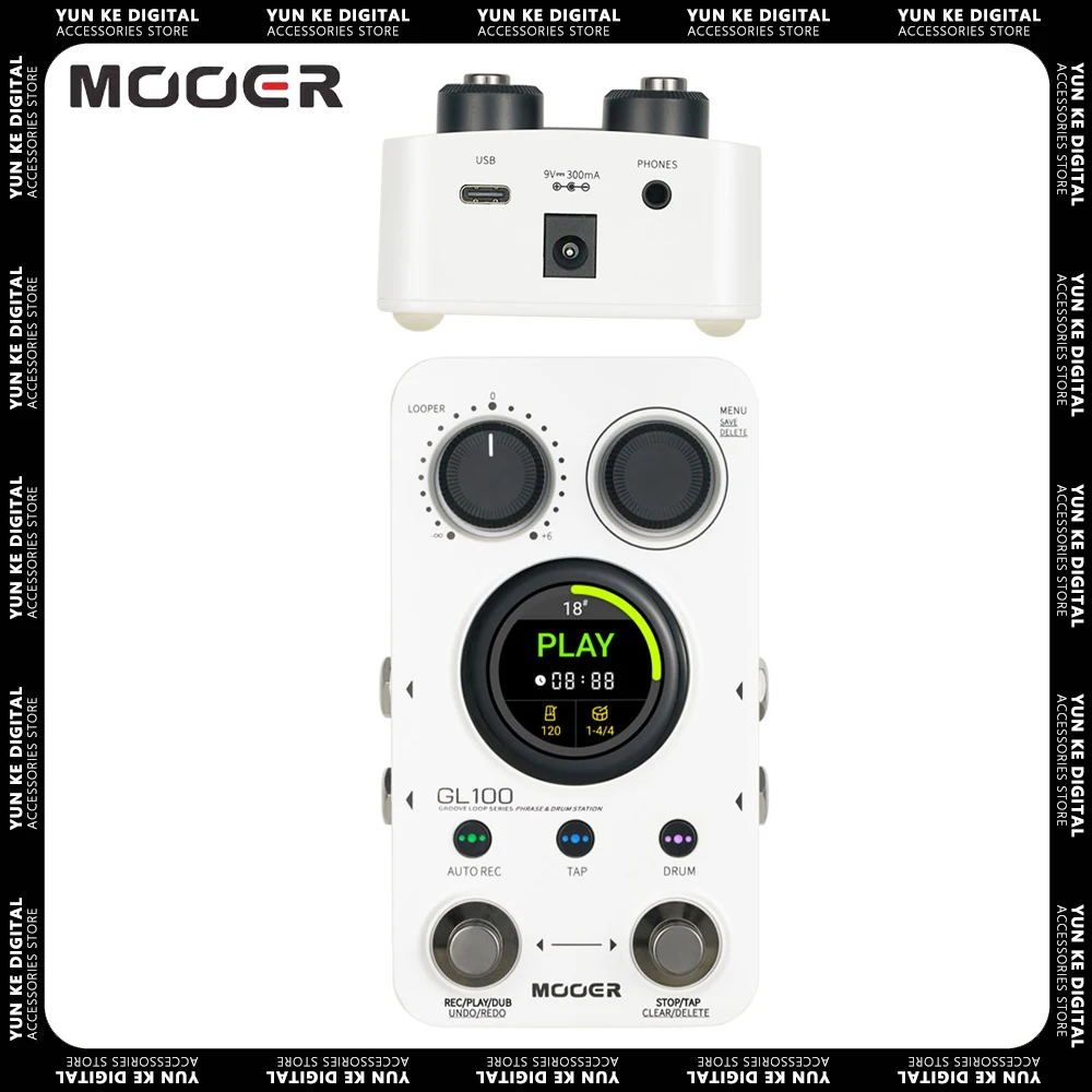 Mooer GL100 Electric Guitar Monoblock Effects Dual Stomp Nails Stereo Phrase Loop Auto-Record with 100 Memory Positions Custom