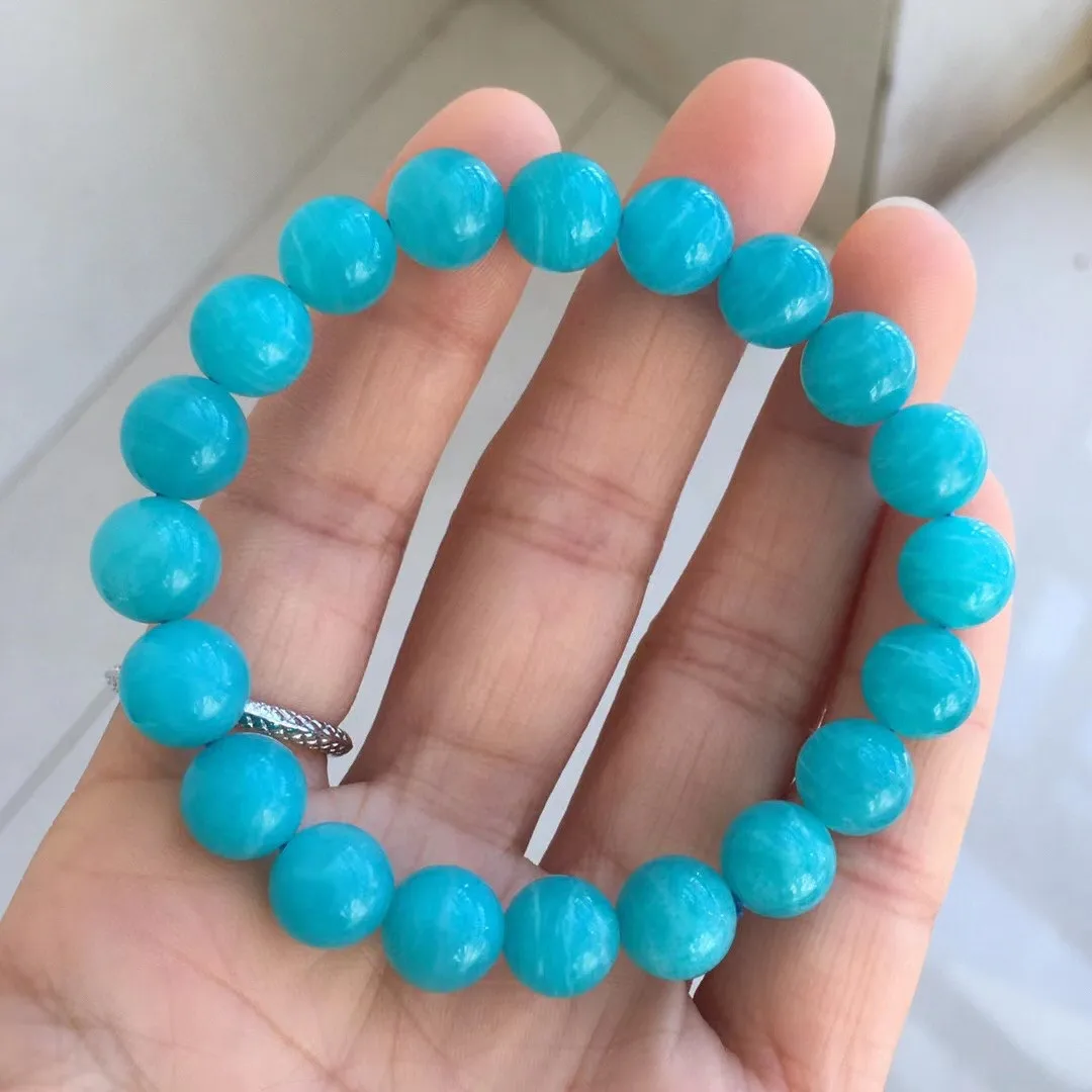 

9mm Natural Amazonite Bracelet For Woman Lady Men Healing Luck Crystal Beauty Gift Stone Beads Stone Strands Jewelry AAAAA