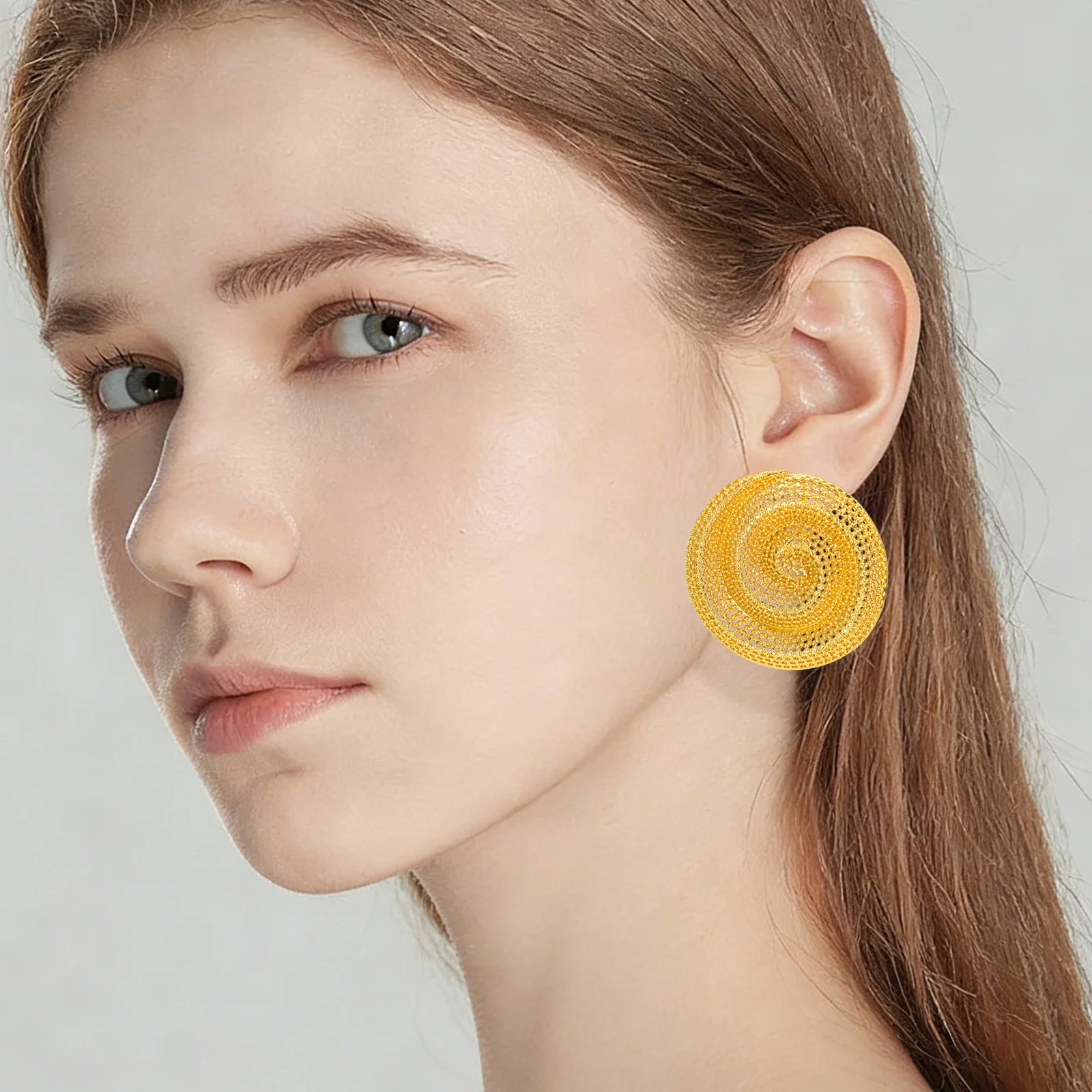 YTJX Hohle, kreisförmige, rotierende, geometrische, große Ohrringe, übertriebener Schmuck, Accessoires für den täglichen Gebrauch als Valentinstagsgeschenk für Frauen – Detail 3