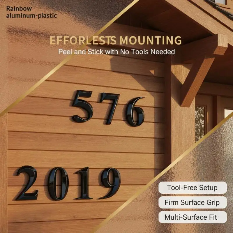 3D Waterproof Self Adhesive House Number Plastic Address Digit Sign for Commercial Store Office Mailbox Exterior Wall