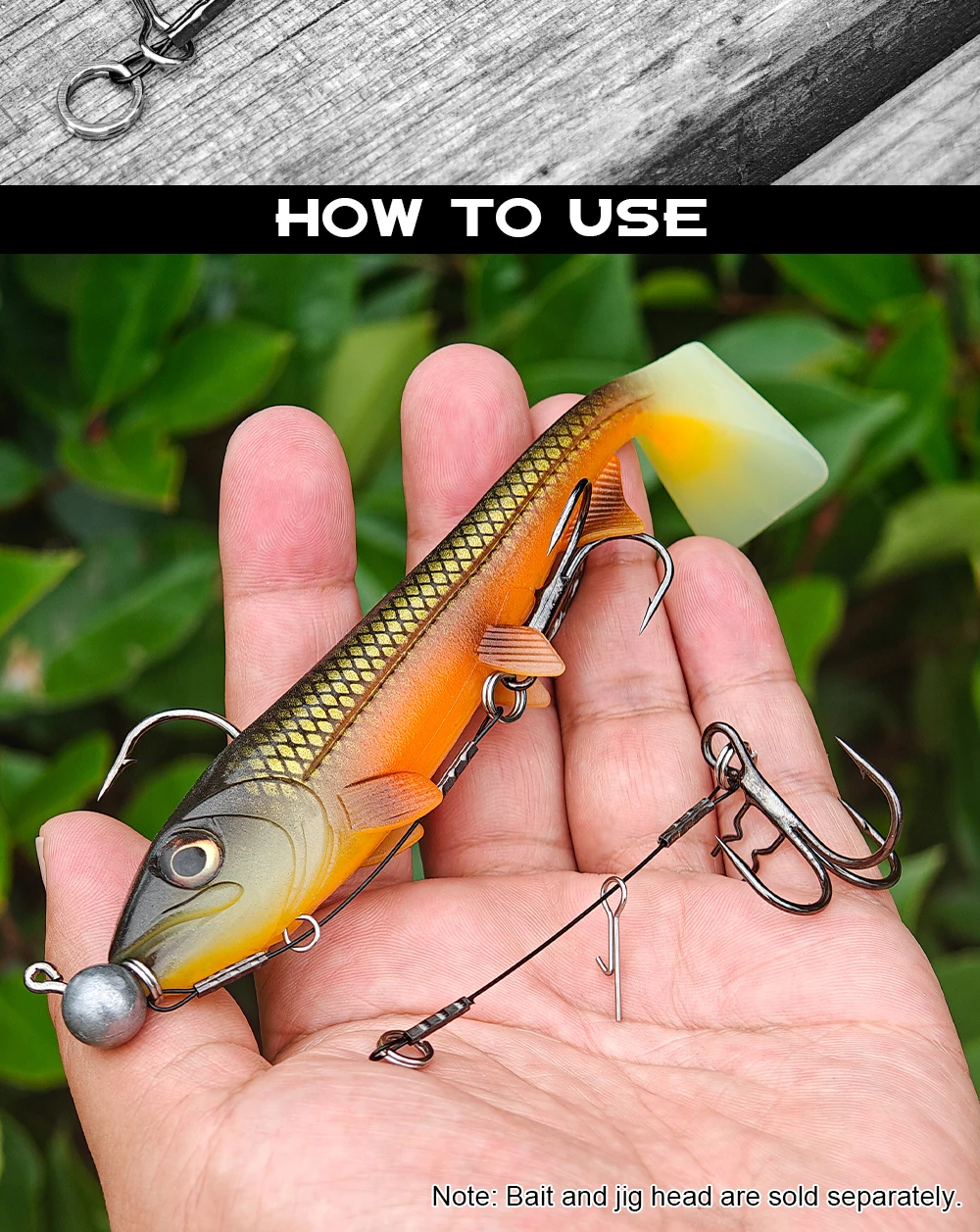 Palisander 3 Stück Strike Point Stinger Rig Hecht Angelzubehör Gummi Softbait Köder # 4 # 2 # 1 # 1/0 Wide Bend Belly Assist T-Haken – Detail 7