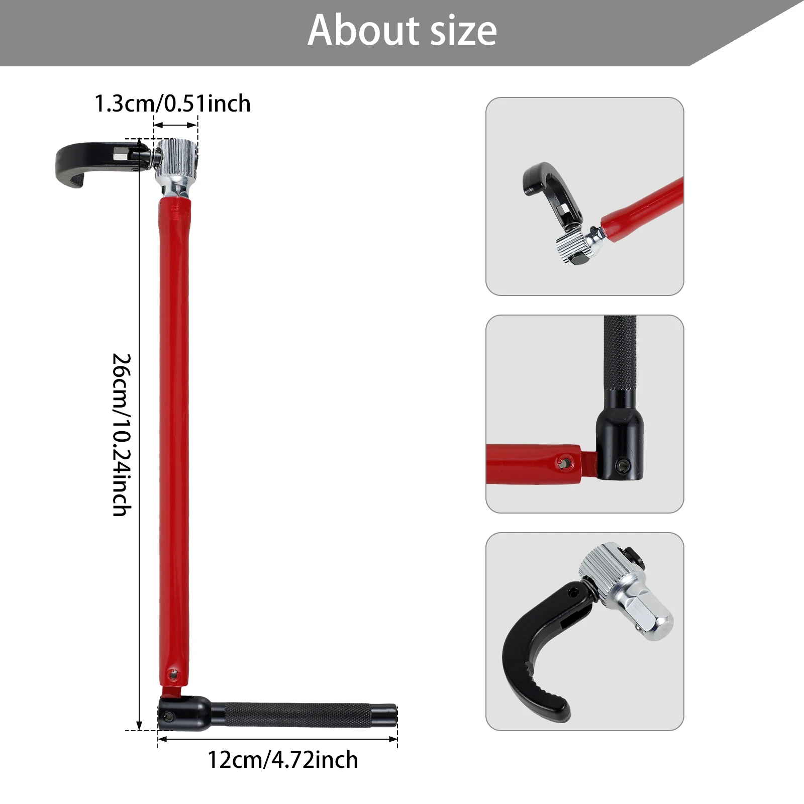 Basin Wrench Tool Carbon Steel Plumber Socket Wrench Durable Tap Back Nut Drain Installation Tool for Faucet Sink