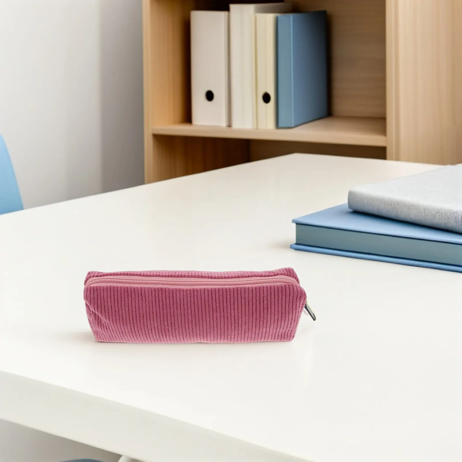 Classic Solid Color Pencil Case Vintage Style Soft Wear Resistant Polyester Pencil Pouch Large Capacity School Supplies