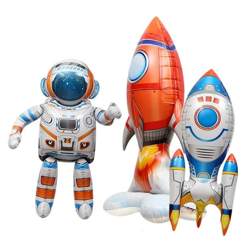 1 Pc Rocket Astronaut Standing Ballons Spaceman Helium Balloons Out Of Space Theme Birthday Party Decorations Globos