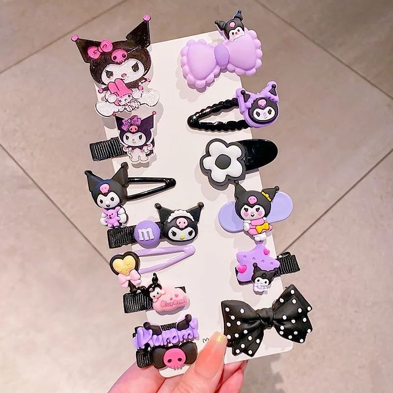 

14pcs Kawaii Sanrio Kuromi Ins Fashion Hair Clip Accessories Cute Cartoon Lovely Pendant Headwear Gifts Toys for Girls