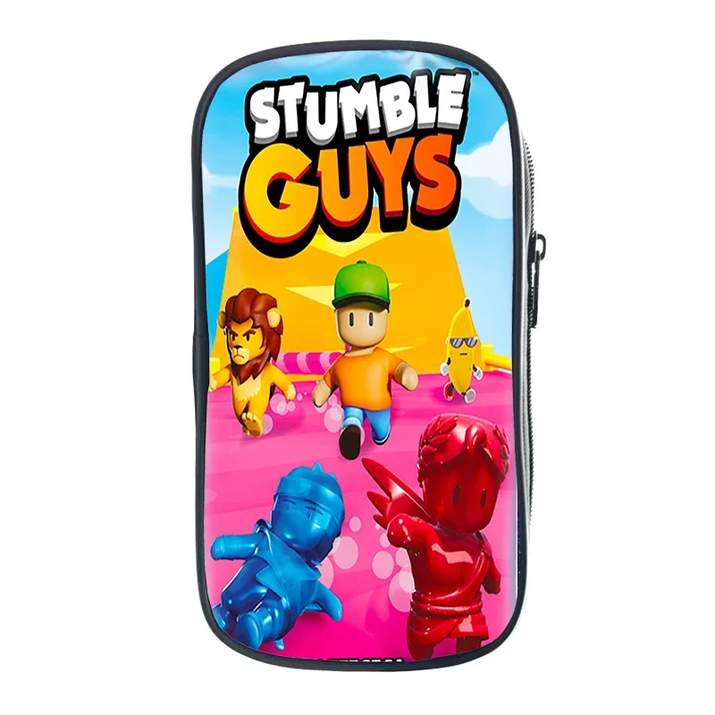 Stumble Guys Print Pencil Case para Meninos e Meninas, Pencil Bag, Sacos de papelaria, Casos Cosméticos, Pen Bag, Material Escolar, Presente Kids