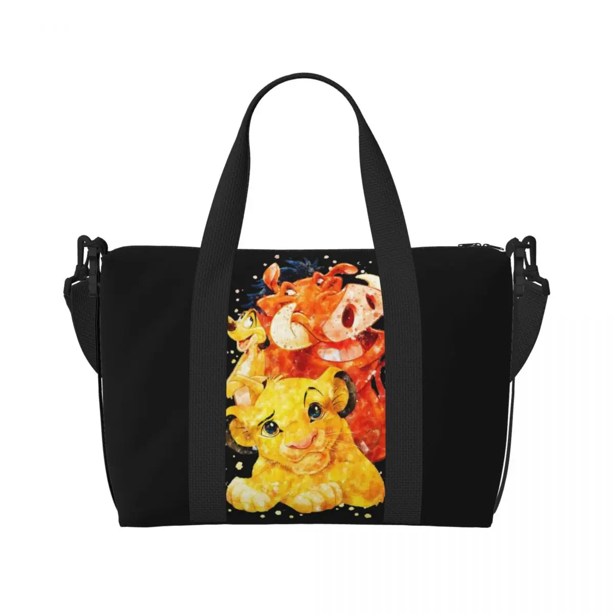 Custom Pumbaa Simba Cartoon Groceries Tote Shopping Bag Women Big Capacity The Lion King Beach Gym Travel Bags