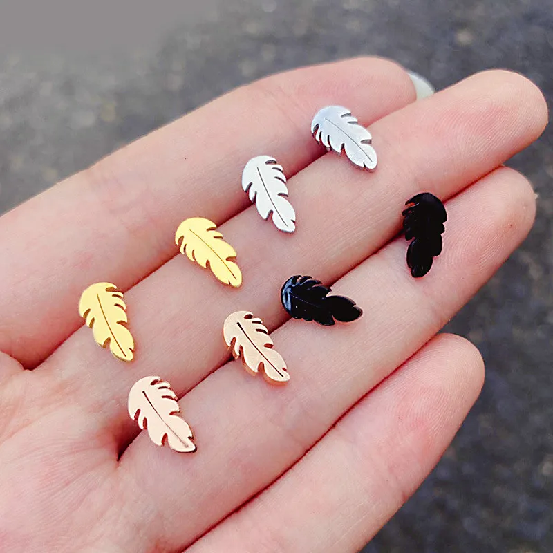 Kpop Monstera Leaf Plant Stud Earrings For Women Piercing Ear Surgical Steel Trendy Earrings Birthday Gifts Pircing Oreja