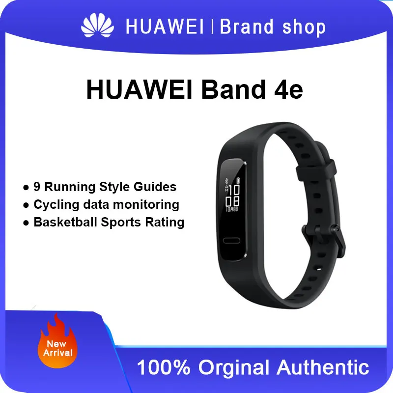 Huawei Band 4e Smart Band Heart Health, Sleep, Blood Oxygen Saturation Monitoring, USB Plug-and-Charge, Running Pedometer