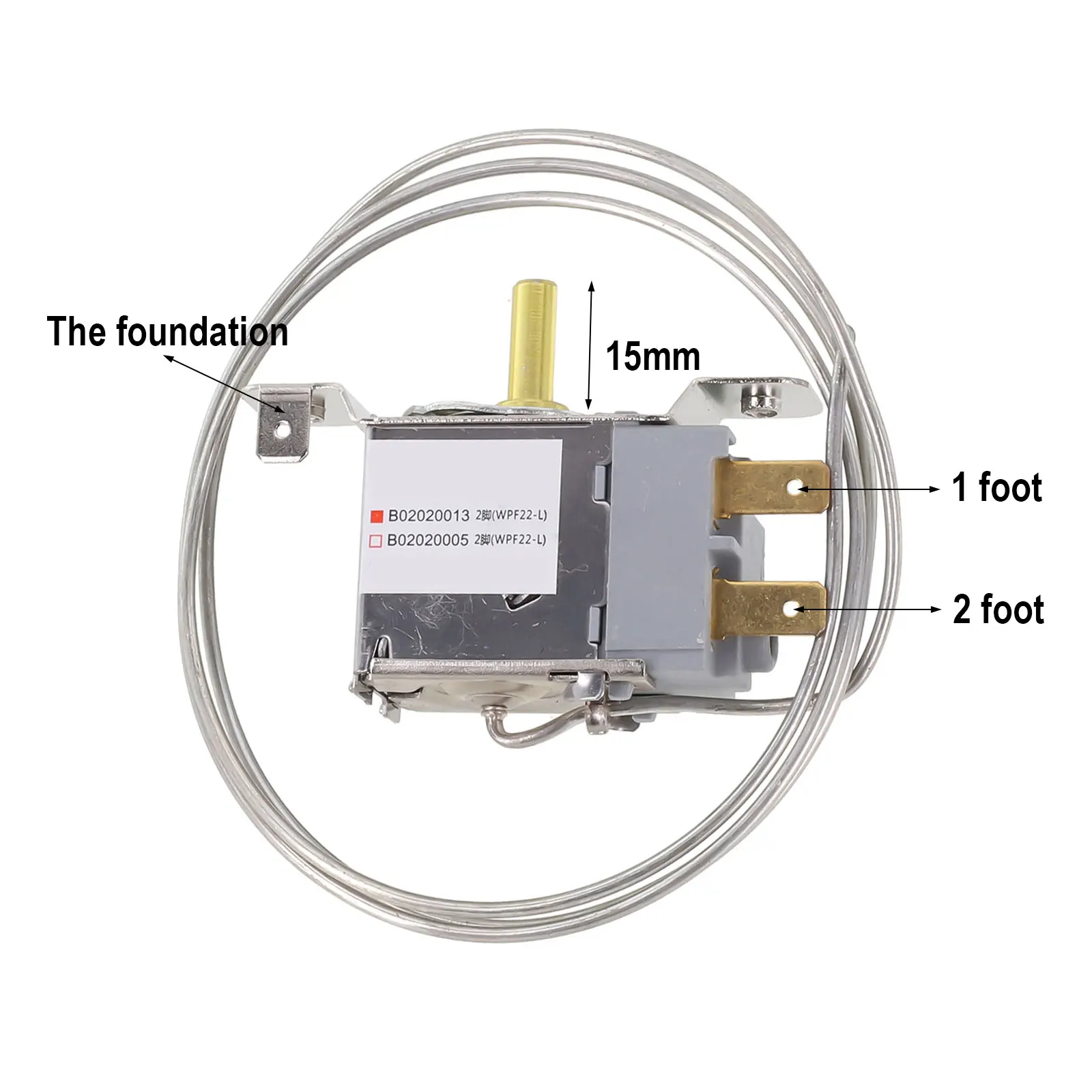 WPF22-L Refrigerator Thermostat with 2-Pin Connection for Temperature Management in Freezers Coolers and Refrigerated Cabinets