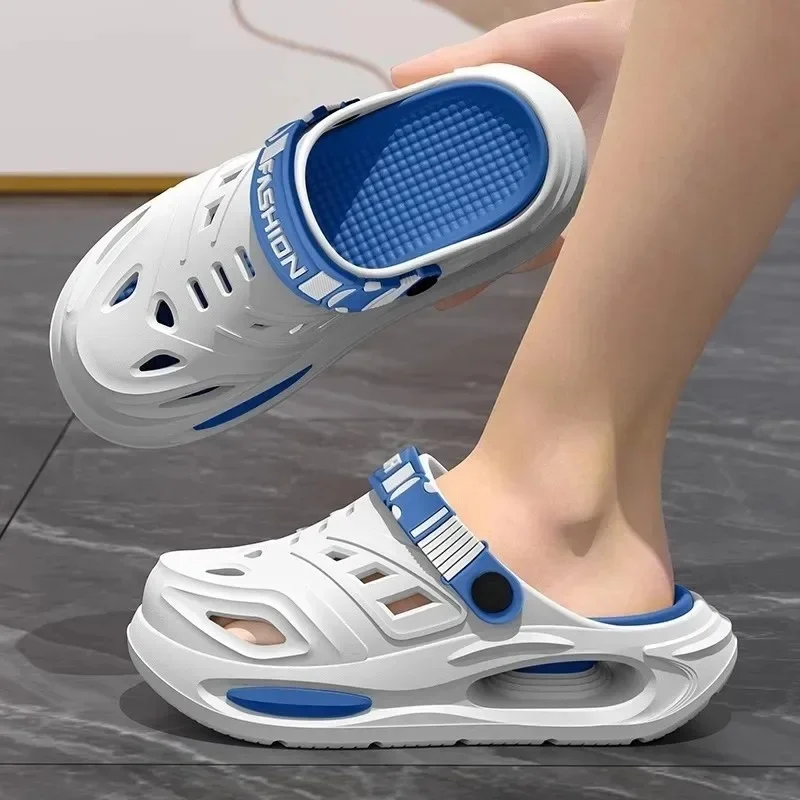 Men Summer Outdoor Clog Slippers, Thick‑Bottom Anti‑Slip Wear‑Resistant Odor‑Proof Two‑Way Wear Shoes for Beach Shower Daily Use view 2
