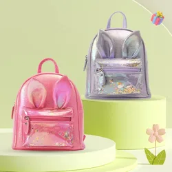 Mochila informal de Color caramelo para niños, morral escolar de moda con orejas de conejo de dibujos animados de gato de cola grande, a la moda, novedad