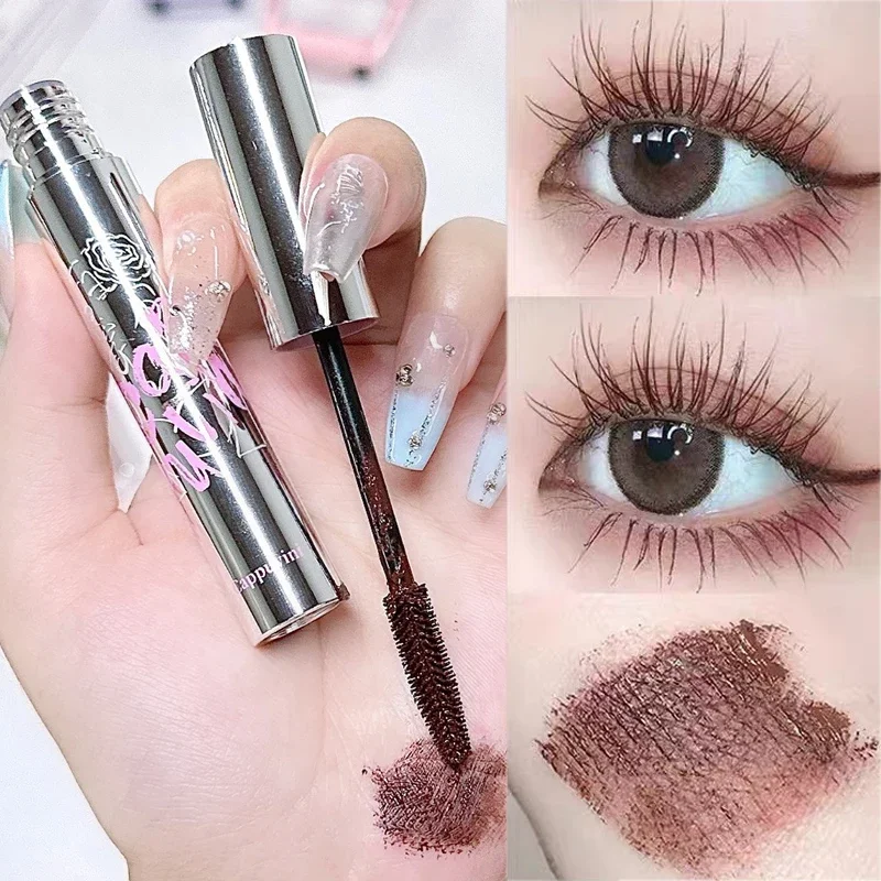 Waterproof Black Brown Lash Mascara Makeup Silk Fiber Non-smudge Eyelash Extension Thick Lengthening Eye Lashes Mascara Cosmetic