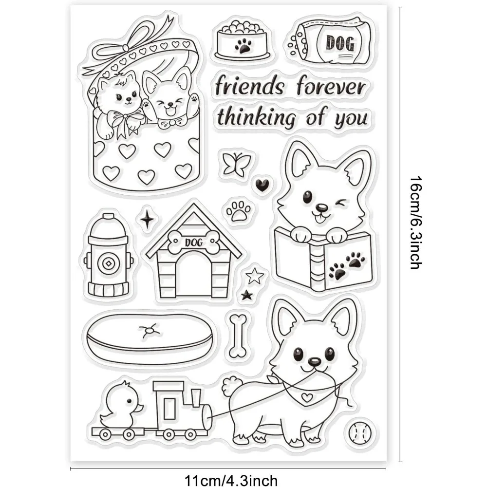 Corgi Silicone Clear Stamps Dog Pet Supplies Transparent Stamps for Birthday Easter Holiday Cards Making DIY Scrapbooking