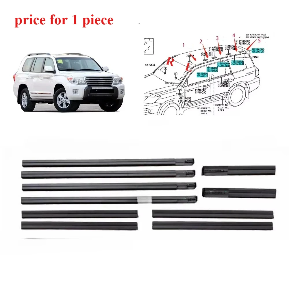 

1 Piece Roof Sink Rubber for Lexus LX570 75554-60040 Weatherstrip Seal for Land Cruiser LC200 Roof Layering Seal Choose