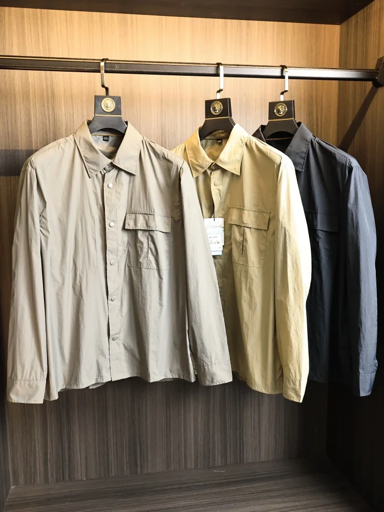 Lightweight Waterproof Men's Fashionable Spring Jacket Collared Casual Wear Comfortable Nylon Outerwear Urban Style