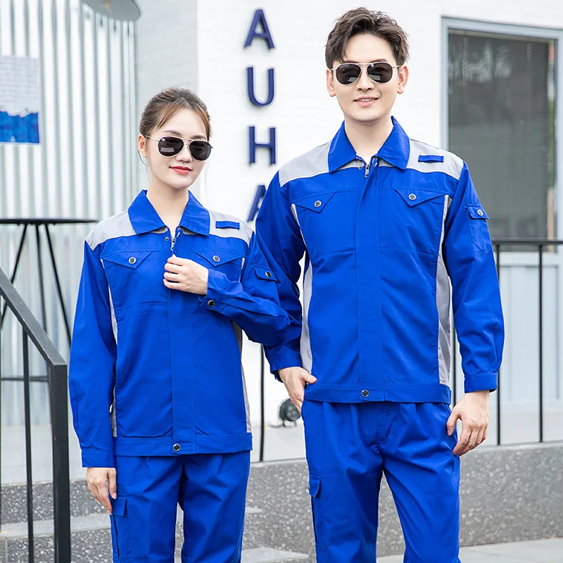 

Fashion Factory Workshop Work Clothing Contrast Color Durable Worker Uniforms Jackets With Trousers Breathable Engineer Workwear