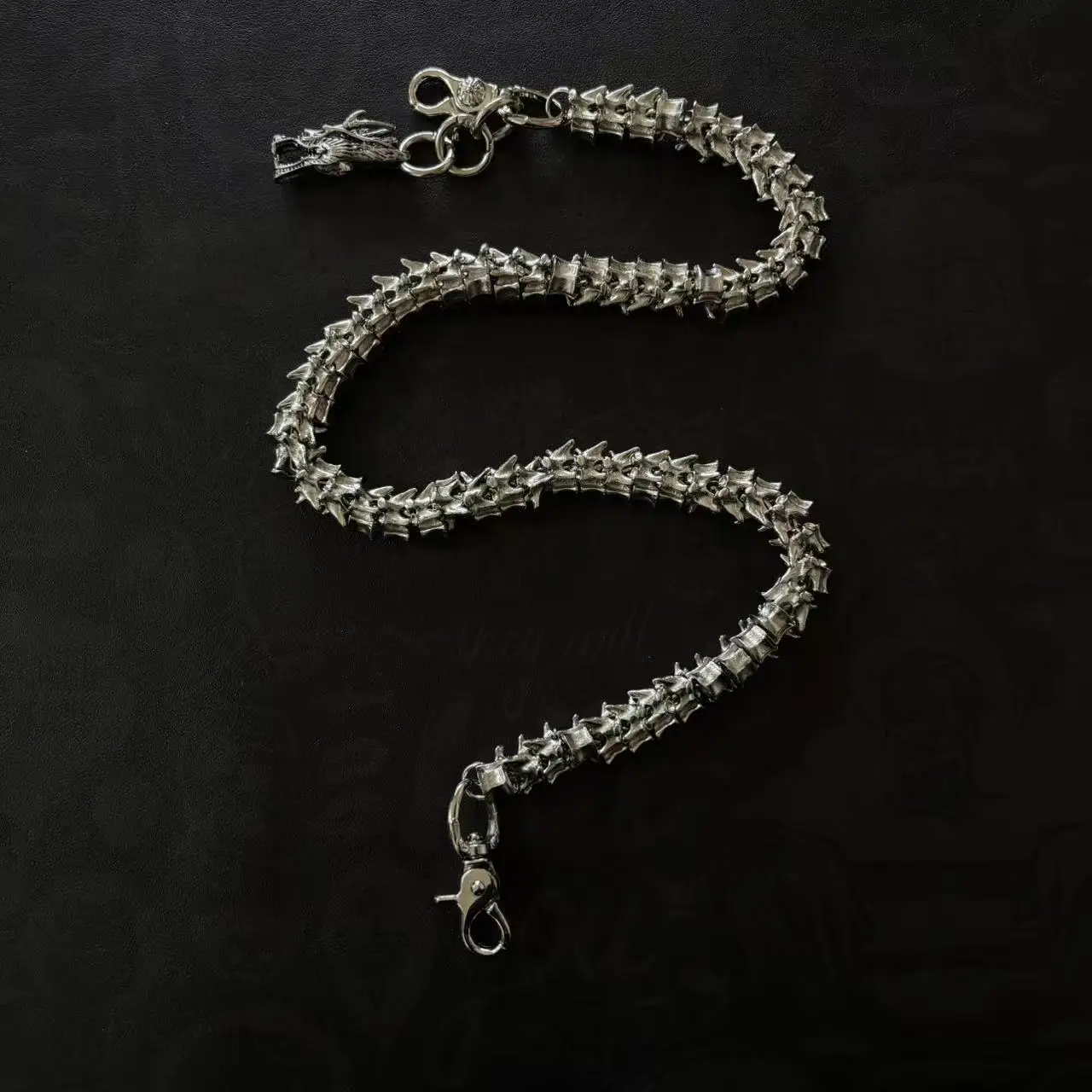 Punk Heavy-Duty Denim Waist With Dragon Head Pendant, Hip-Hop Street Style Pants Chain, Textured Bag Chain