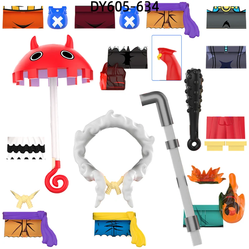 The Action Figures Umbrella Stick Weapons Pants Hair Parts Model Blocks MOC Bricks Set Gifts Toys For Children DY605-DY634