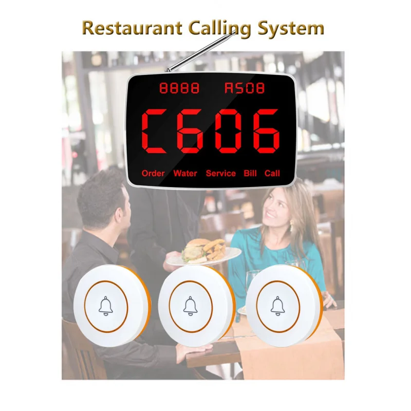 QWICALL  Wireless Waiter Calling System Restaurant Pager 5pcs Call Button Customer Service For Hookah Cafe