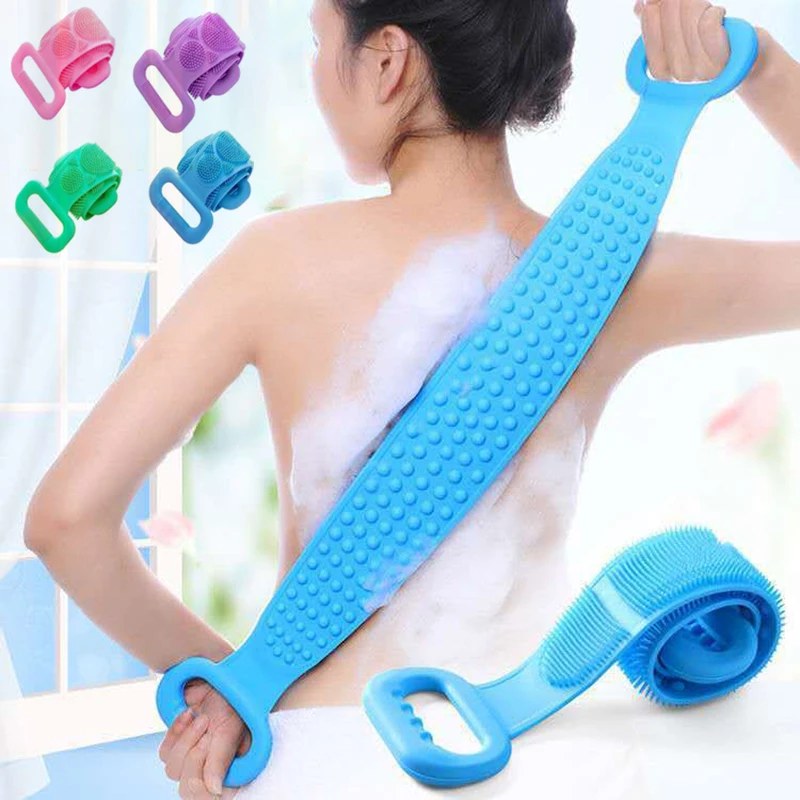 Body Scrubber Silicone Bath Brushes Shower Exfoliating Brush Belt Back Scrub Body Cleaner Cleaning Strap Bathroom Accessories