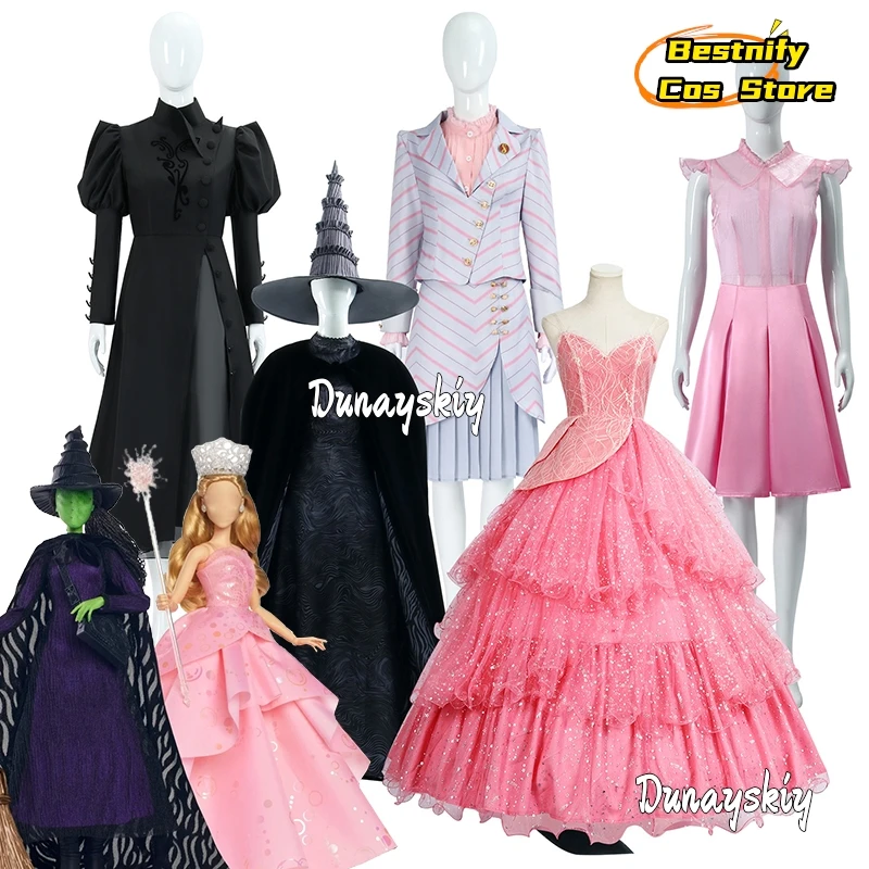 Wicked Cosplay Witches Costumes Movie The Musical Ariana Cosplay Women's Pink Striped Dress XS-XXXL women's clothing clothing