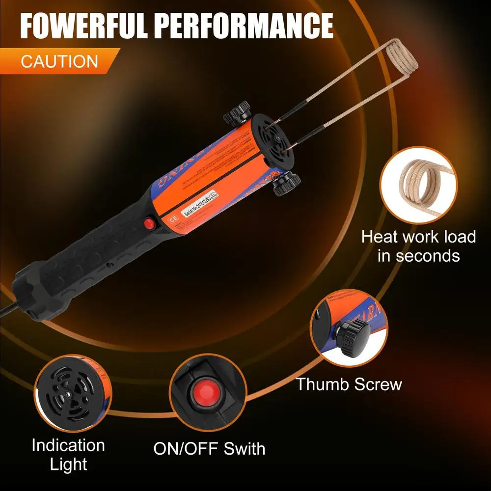 1100W 110V Hand Held Induction Heater Bolt Removal Kit Tool with LED Light Cooling Fan 4 Coils Threaded Nuts Rusty Screws Gears