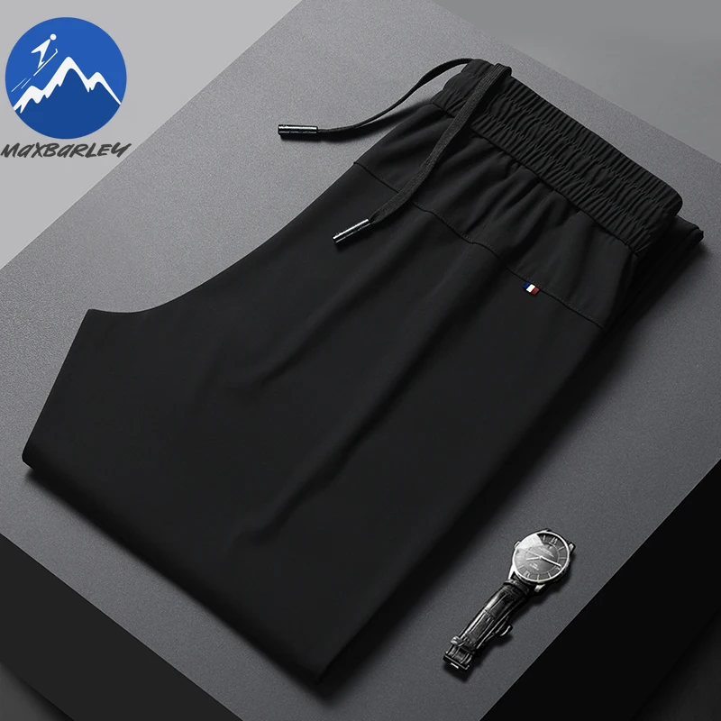 

Maxbarley Brand Trousers Men Casual Quick-drying Ice Silk Non-iron Suit Pants 2026 Summer High Elastic Thin Sports Pants Jogger