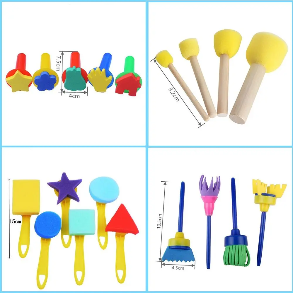 Nieuwe DIY Sponsborstelset Verlichting Puzzel Tekenspeelgoed Afdichting Spons Bezemvormige Borstel Kinderen