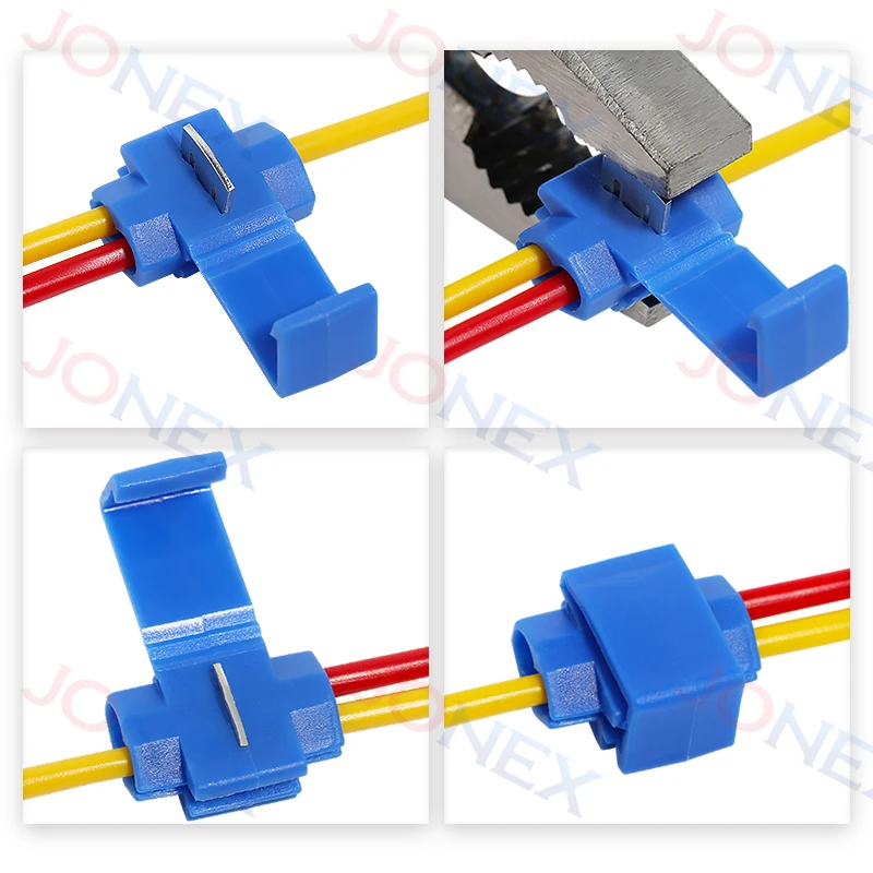 

30PCS T-shaped Crimp Terminals Electrical Wire Connectors Insulated Snap Quick Splice Lock Connection Without Breaking Cable