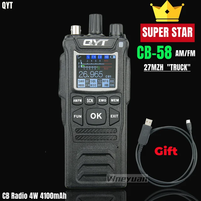 NEW QYT 27MHz CB-58 Radio Standard Handheld 40 Channel AM/FM CB Radio(4W  Handheld Walkie Talkie) 26.965-27.405MHz - AliExpress 509