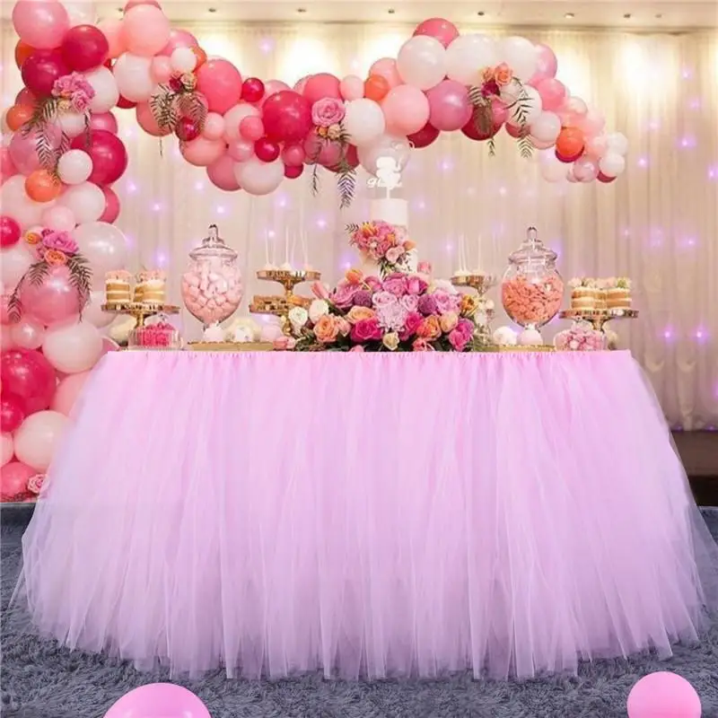 Round and Square Tulle Table Skirt for Kids, Wedding and Party Decor, Conference and Dessert, Hotel Supplies for Girls, 100x80cm