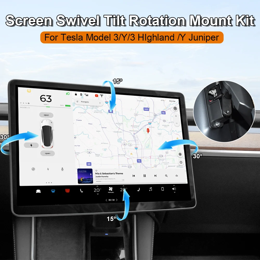 Rotating Bracket Kit For Tesla Model 3/Y & 3 HIghland Y Juniper Swivel Mount Tilt Screen Display Rotation Bracket ﻿