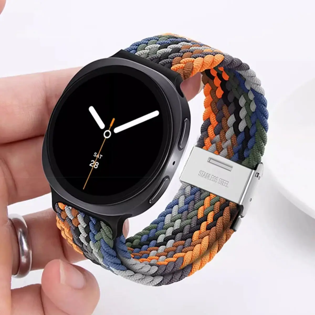 Armband für Samsung Galaxy Watch 8 40 mm 44 mm, geflochtenes elastisches Sportarmband, Correa Galaxy Watch 8 Classic 46 mm/Ultra 47 mm Band
