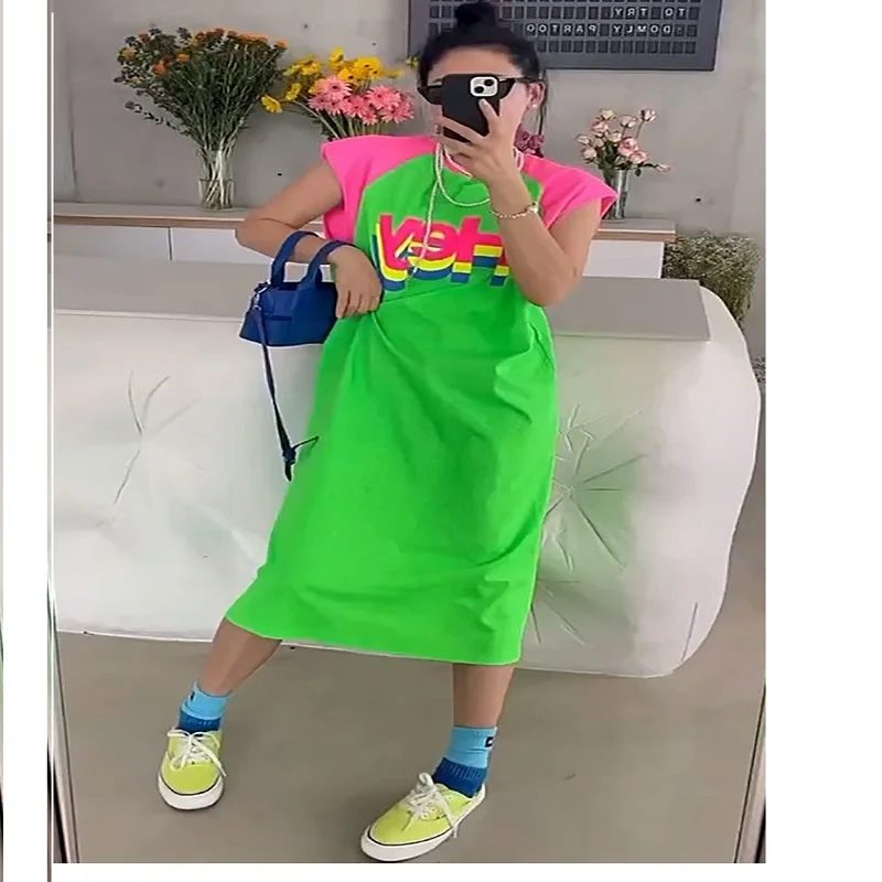 Fashion summer dresses 2024 the new best-selling casual sleeveless tank top Dress color printing loose Dress free of charge