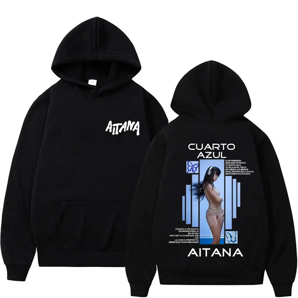 

Singer Aitana Cuarto Azul Album Graphic Hoodie Men Women Fashion Pop Music Hooded Sweatshirt Unisex Casual Oversized Pullover