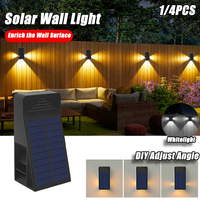 1/4PCS Solar Wall Lamp Outdoor LED Light Garden Decoration Lights Adjustable Angle Light Waterproof for Courtyard Porch Lighting
