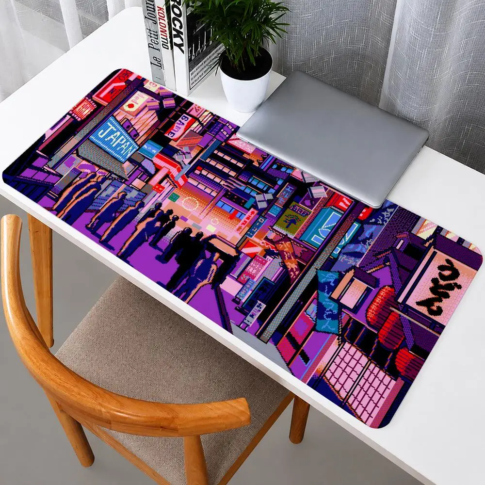 Cyberpunk Futuristic City Mouse Pad Large PC Mouse Pad Rubber Base Gaming Desk Mat For Keyboard Gamers Office Accessories