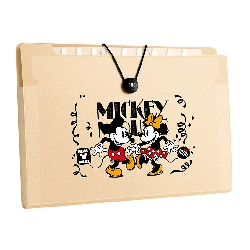 Disney A4 Folder Information Book Spliced Mickey and Minnie Student Test Paper 8-grid Storage Bag Simple Folder Stationery