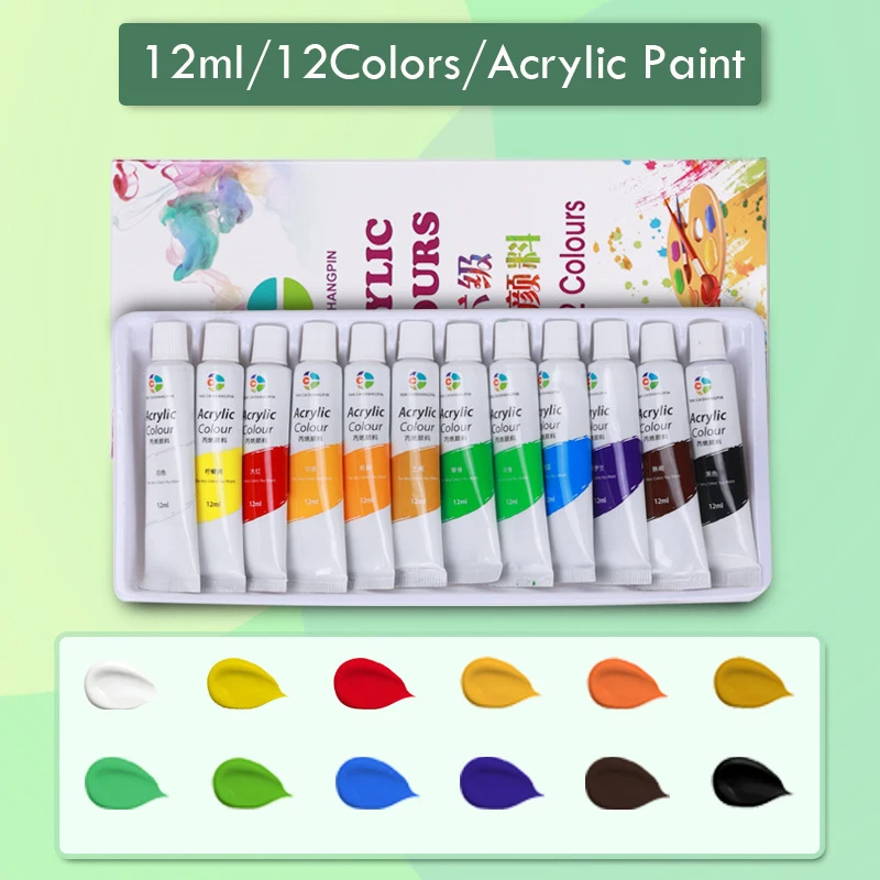 Art Acrylic Paint Set, 12/18/24/36 Colors Professional Pigments For Artist&Beginner On Metal Plastic Ceramic Leather Wood Glass