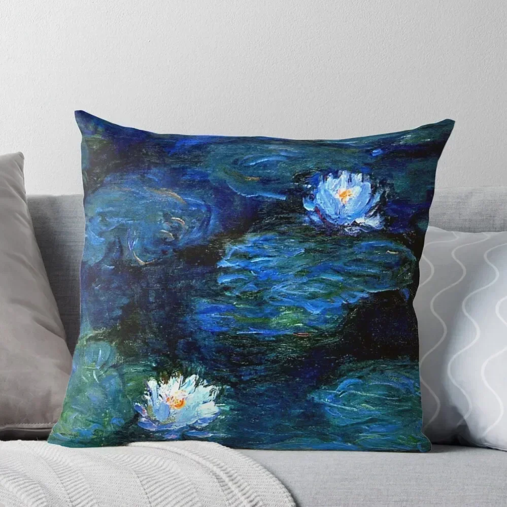 

Water Lilies Monet deep blue Throw Pillow Couch Cushions Plaid Sofa Cushion Cover Luxury pillow