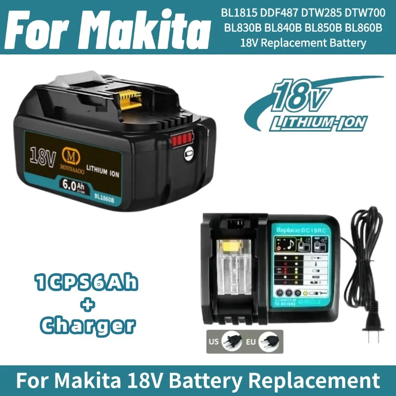 

For Makita 6000mAh Rechargeable Li-ion battery For Makita 18V power tool Batteries BL1840 BL1850 BL1830 BL1860B LXT 400