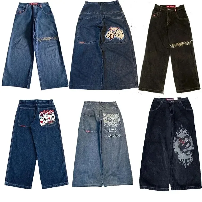 JNCO-pantalones vaqueros holgados Y2K para hombre y mujer, ropa de calle bordada de alta calidad, estilo Hip Hop, de cintura alta, Vintage