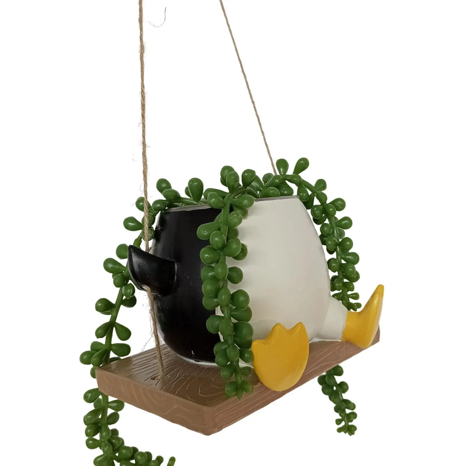Swinging Penguin Plant Pot Swing Animal Flower Pot Flower Storage Container Hanging Flower Pot Funny for Windowsill Garden
