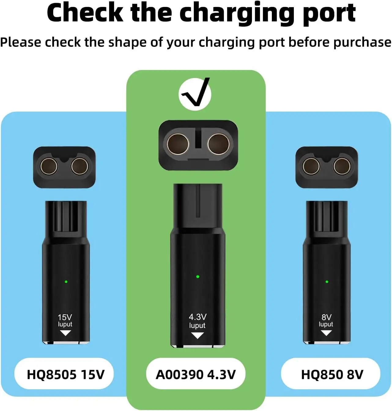 2 Pack 4.3V Type-C A00390 Charger Adapter, USB-C Charging Converter for Philips Norelco OneBlade QP2520 Series Electric Shaver