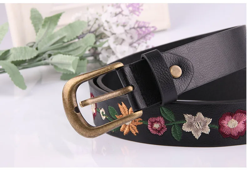 Mode Heiße Mädchen Frauen Taille Abnehmen Gürtel mit Stickerei Blume Bund Dropship – Detail 5