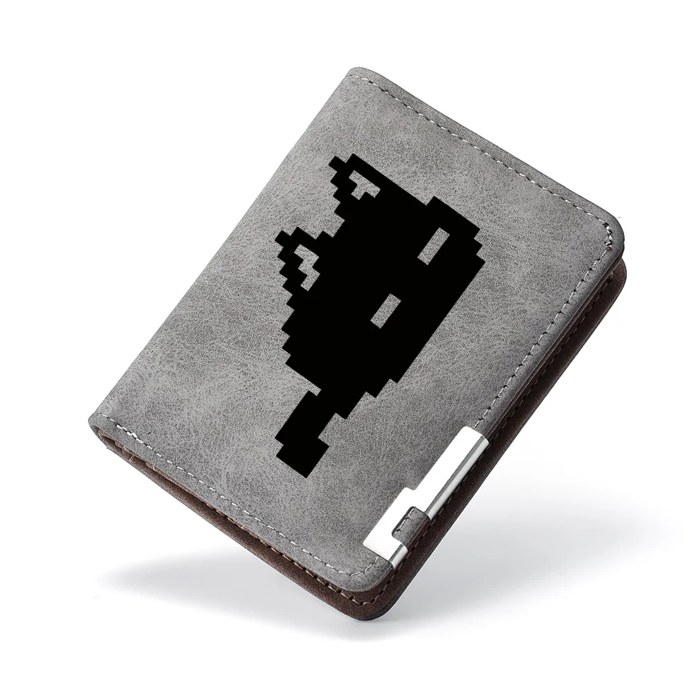 Men's Pixel-Style Cat-Face Design Wallet Casual Simple High-Quality Practical Men's Wallet
