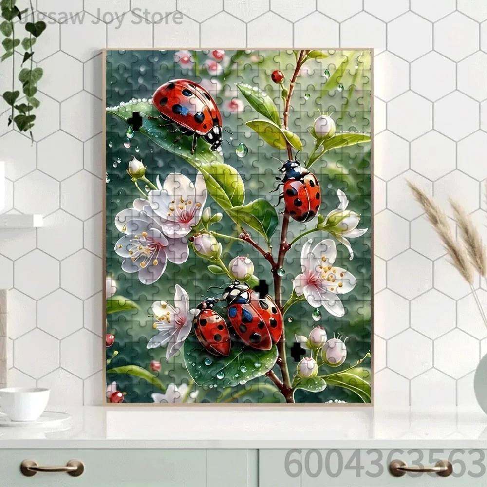 Beautiful Nature Art Jigsaw Puzzle, Spring Ladybug & Flowers, Cherry Trail, Wildflower River, Sakura Waterfall, 500-2000Pcs
