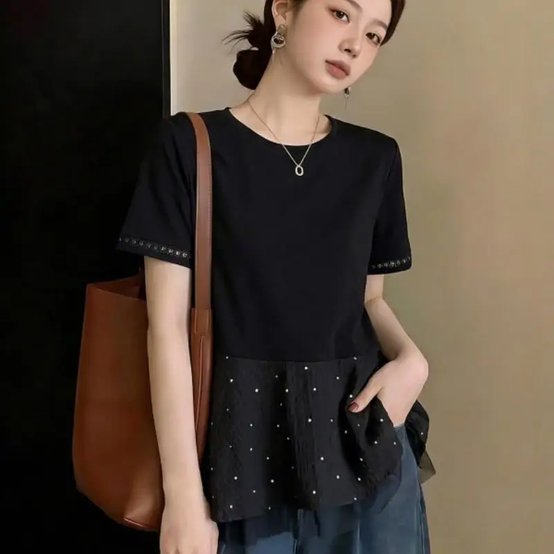 The New Korean Women's T-Shirt Has An Elegant Temperament and Is Suitable for Summer Girls It Is A Versatile Breathable