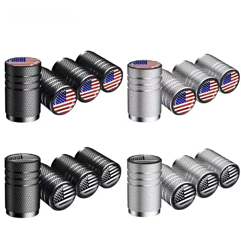 American Flag Tire Valve Caps, Aluminum Car Dustproof Caps Tire Wheel Stem Air Valve Caps for Car Truck Motorcycle Bike Bicycle